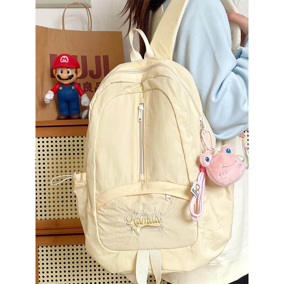 书包女生初中大容量日系ins复古简约百搭大学生上课通勤包双肩包,淘宝优惠券,粉丝福利购,淘宝优惠卷