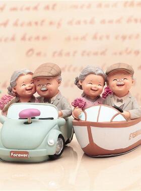 金婚结婚纪念礼品礼物 老夫妻老公婆摆件一对 送父母老人长辈生日