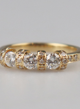 「9.5新」日本进口商品圆形切工钻石戒指K18白金51号