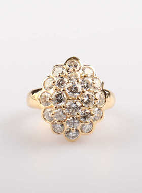 中古95新日本进口商品群镶钻石K18黄金49号戒指