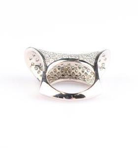 中古95新日本进口商品群镶钻石戒指K18白金53号戒指