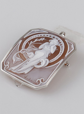 【自营】中古95新浮雕K18白金胸针兼吊坠