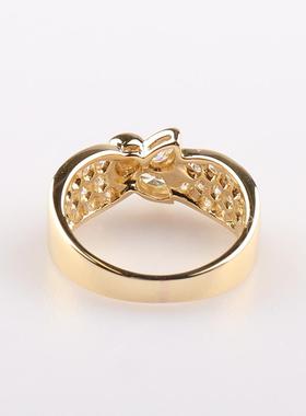 中古95新日本进口商品2颗水滴形群镶钻石750黄金53号戒指