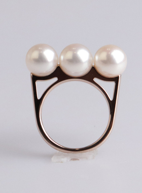 中古95新TASAKI(塔思琦)Balance Era海水珍珠750玫瑰金50号戒指