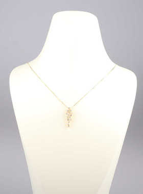 中古95新日本进口商品星辰群镶钻石K18黄金45cm项链