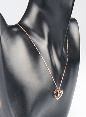 「9.5新」爱心造型钻石项链750玫瑰金44-44.5cm