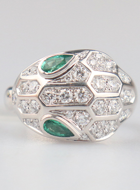 中古95新BVLGARI宝格丽SERPENTI戒指750白金51号354403