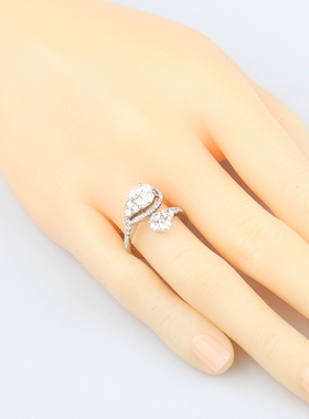 中古95新密镶水滴型钻石戒指18K白金52号