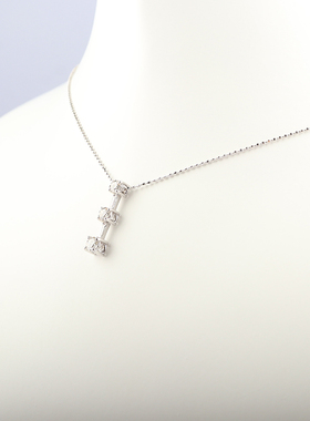 中古95新日本进口商品3颗钻石K18白金45cm项链