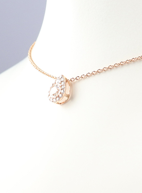 中古95新日本进口商品镜球形切工群镶钻石K18玫瑰金45cm项链