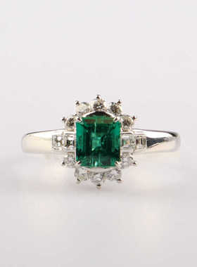 9.5新祖母绿戒指钻石铂金