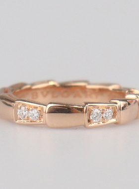 中古95新BVLGARI(宝格丽)SERPENTI VIPER 钻石戒指750玫瑰金49号