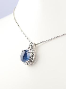 95新日本进口商品凸圆形切工蓝宝石钻石PT900/PT850项链36 40cm