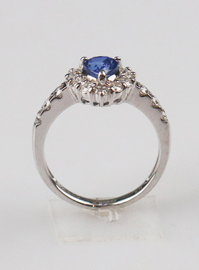 「9.5新」日本进口商品水滴形切工蓝宝石钻石戒指Pt90051号