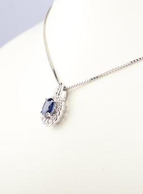 95新日本进口商品椭圆形切工蓝宝石钻石PT900/PT850项链37-40cm