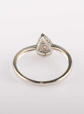 中古95新日本进口水滴形群镶铂金900钻石51号戒指