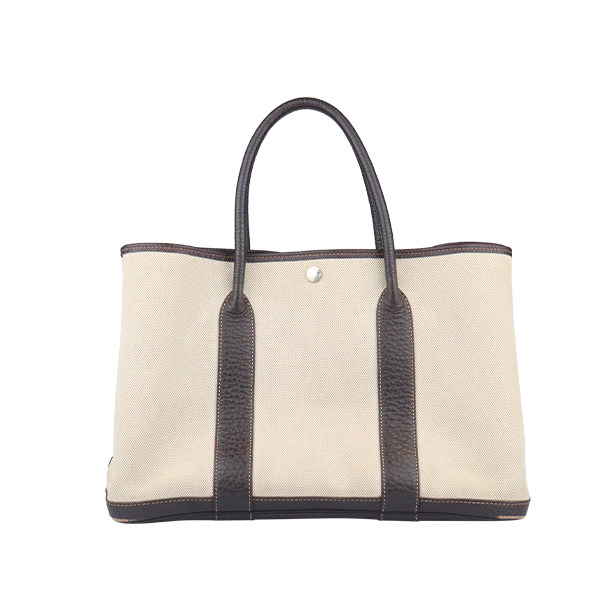 中古VINTAGE新HERMES爱马仕GARDEN PARTY米色帆布36手提包,淘宝优惠券,粉丝福利购,淘宝优惠卷