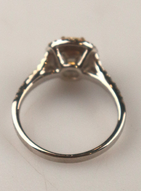 「9.5新」-群镶钻石黄钻戒指750白金53号