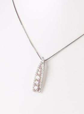 中古95新日本进口商品条形群镶钻石PT900/K18PG/PT850项链45cm