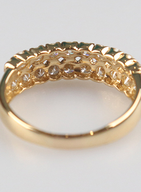 「9.5新」日本进口商品K金钻石戒指750黄金56号