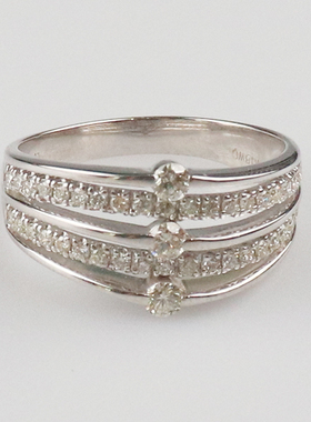 「9.5新」日本进口商品白金钻石戒指750白金55号