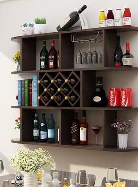 网红壁挂酒柜酒架现代简约墙上置物架菱形酒格餐厅挂壁挂酒柜式红