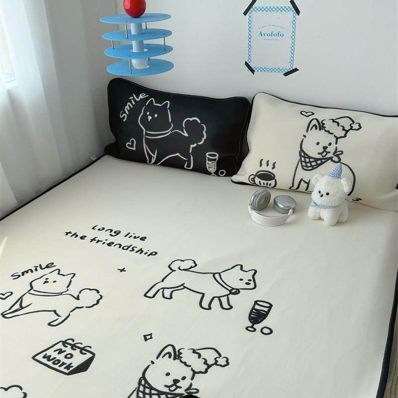 黎明黑白狗狗可爱夏日清凉被+冰丝毯四件套空调被软垫单、双人,淘宝优惠券,粉丝福利购,淘宝优惠卷