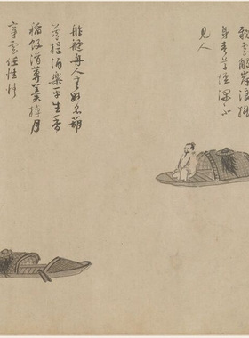 吴镇荆浩渔父图卷复古书画人物
