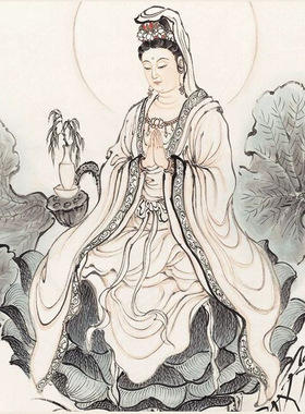 程宗元观音像宣纸画芯艺术微喷复