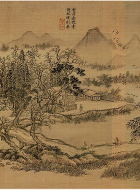 王翚国画真迹唐人诗意图长卷复古