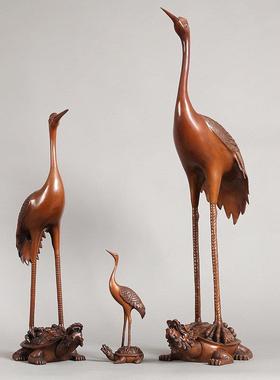 紫铜鹤摆件仙鹤龟鹤延年家居装饰品长寿龟寿星礼品送老人祝寿贺礼