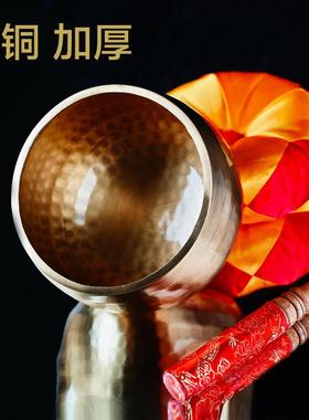 铜磬静心钵佛音转经碗引罄修行钵寺庙纯铜法器碗垫子纯铜引磬铜庆