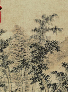 元代倪瓒水竹居图名家国画真迹