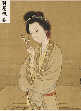高清复刻明代张纪人面桃花图仕女