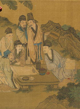 明唐寅唐伯虎西园雅集图国画临