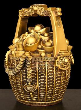 招财纯铜一桶金摆件聚宝盆存钱罐元宝如意招财进宝家居装饰品摆件