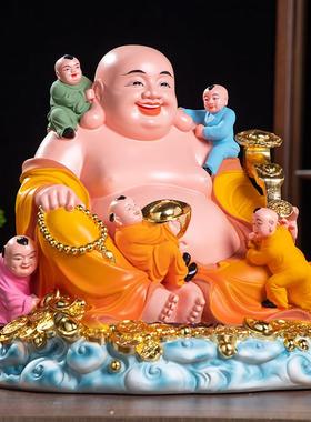 大肚弥勒佛像多子佛五子登科弥勒佛家居客厅供奉神像摆件
