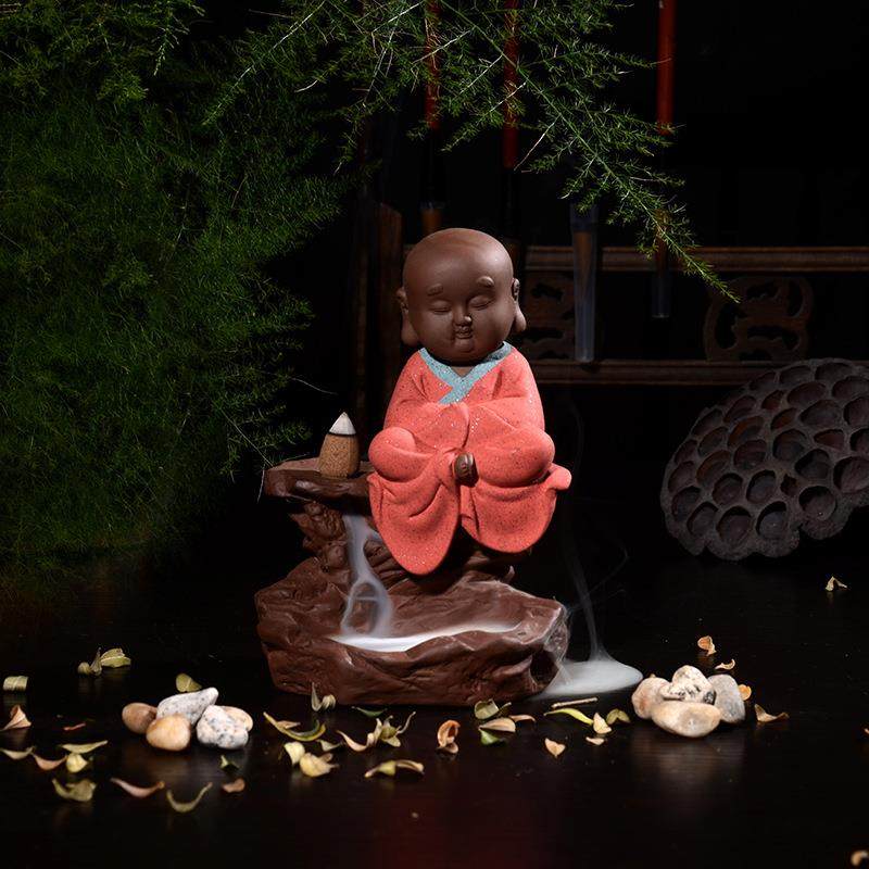 工艺品香炉摆件小和尚紫砂加工创意倒流香炉高山流水茶具配件,淘宝优惠券,粉丝福利购,淘宝优惠卷