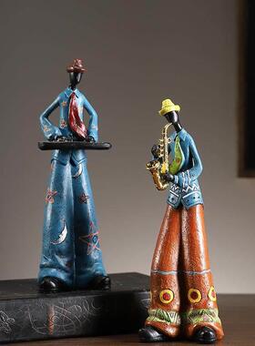 覆古书柜乐队人物摆件酒柜家居客厅书柜电子琴萨克斯装饰品摆设