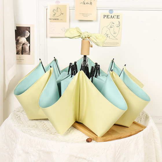 Small fresh solid color full-shade glossy gel parasol for women, sun protection and uv protection folding sun umbrella