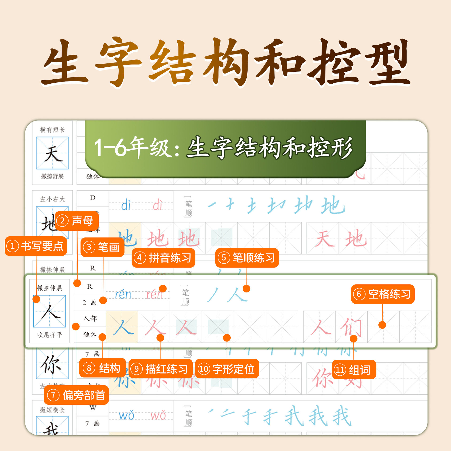 邹慕白中小学生一手好字人教部编版一二三四五六年级七八九年级上下册同步练字本写字生字笔画笔顺入门基础训练临摹控笔训练字帖