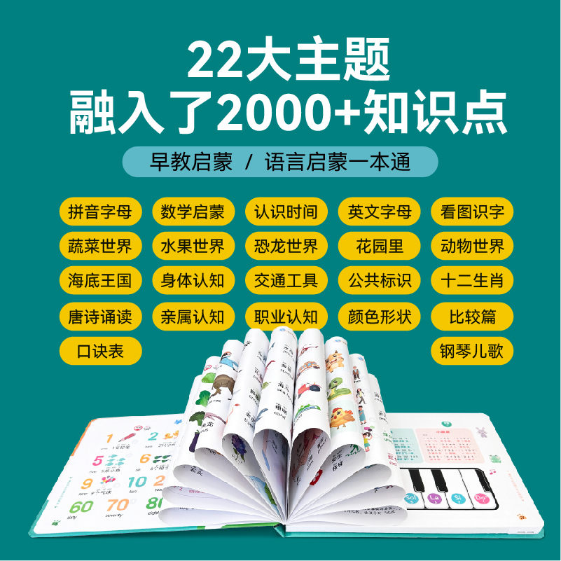 会说话的早教有声书幼儿手指点读发声书有声读物0-1-2-3到6-8岁宝宝学说话适合一岁半三看启蒙认知撕不烂绘本儿童发音训练开口神器
