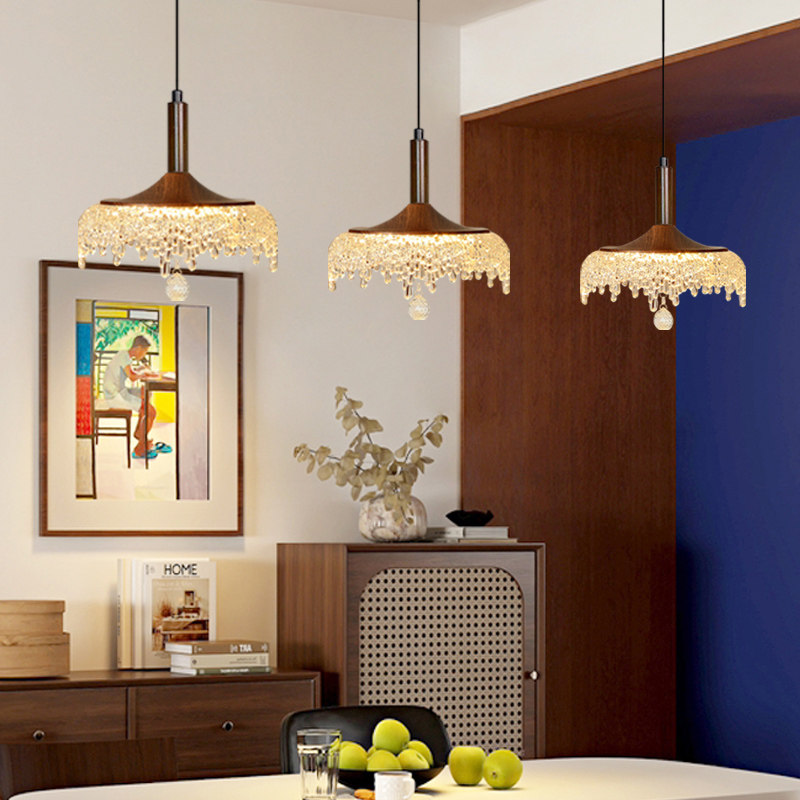 中古风卧室床头吊灯可升降复古胡桃木色法式饭厅餐桌过道玄关吊灯,淘宝优惠券,粉丝福利购,淘宝优惠卷