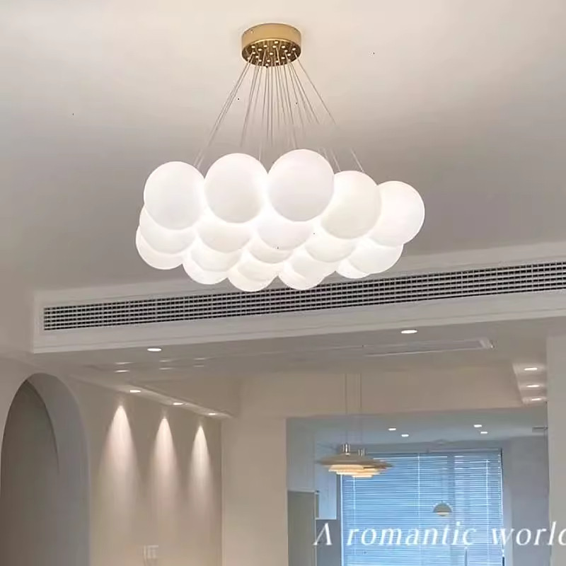 法式奶油风护眼卧室客厅吊灯泡泡玻璃魔豆气球星球儿童房月球灯具,淘宝优惠券,粉丝福利购,淘宝优惠卷