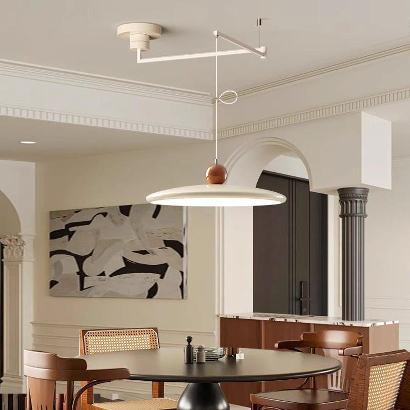 飞碟可移位移动摇臂餐厅吊灯2024新款奶油风餐桌灯简约现代吧台灯,淘宝优惠券,粉丝福利购,淘宝优惠卷