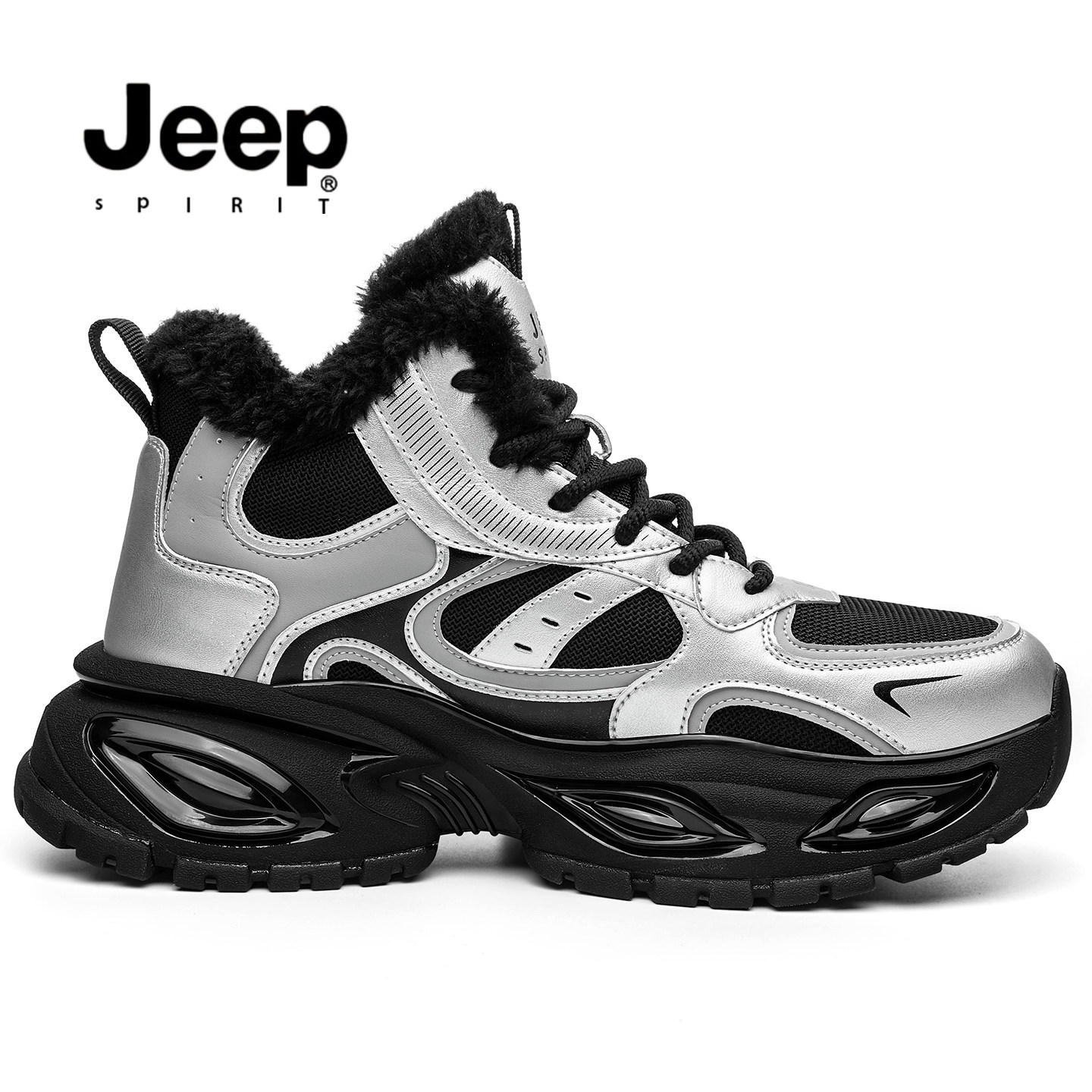 JEEP棉鞋男冬季加绒男鞋中帮增高老爹鞋户外休闲鞋网面透气雪地靴,淘宝优惠券,粉丝福利购,淘宝优惠卷