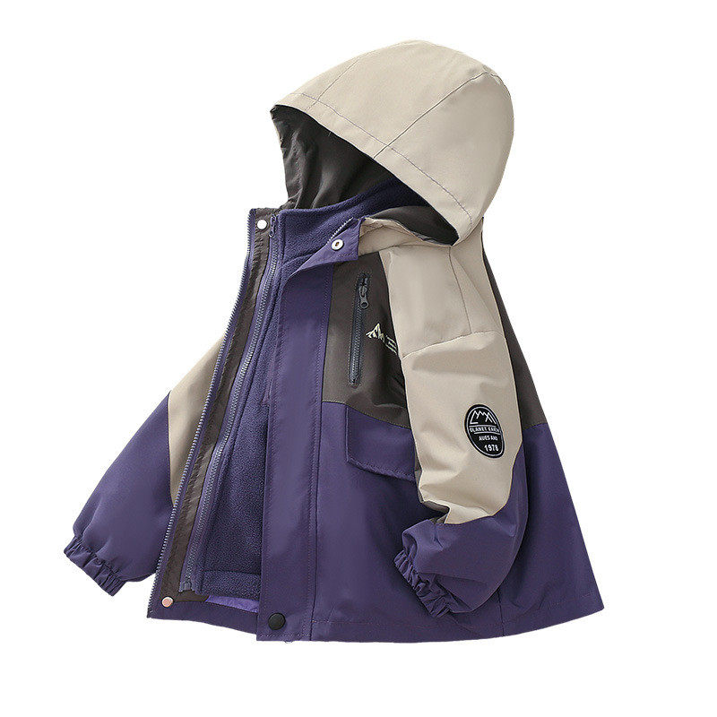 儿童男童冲锋衣三合一可拆卸内胆春秋冬户外两件套中大童加厚防水,淘宝优惠券,粉丝福利购,淘宝优惠卷