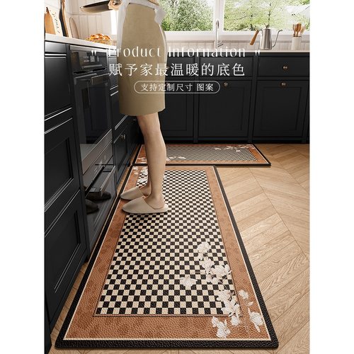 2026厨房地垫l形防滑防油可擦免洗耐脏家用皮革防水pvc脚马年 - 图0