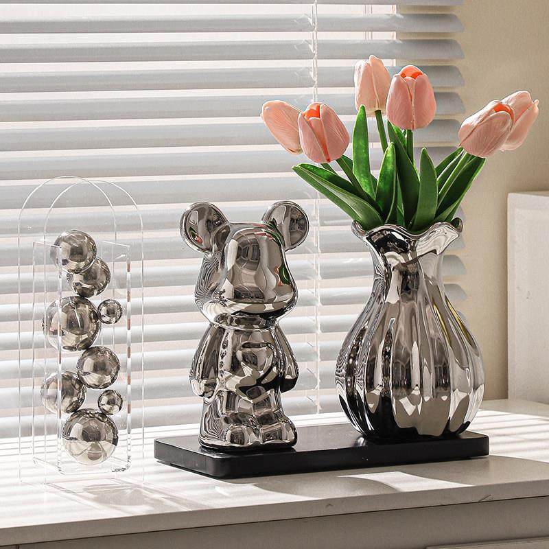 新款高档暴力熊花瓶客厅插花摆件现代家居电视酒柜花器装饰品轻奢,淘宝优惠券,粉丝福利购,淘宝优惠卷