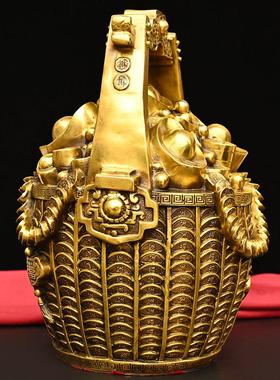 大号纯铜一桶金工艺品金元宝储蓄罐存钱罐招财客厅财位摆件高30cm